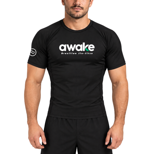 Rash Guard Black - Manga Curta - UFlow x Awake BJJ
